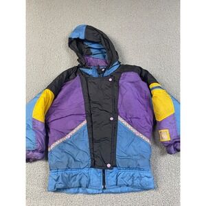 JG Hook Vintage‎ Winter Puffer Coat Women 12 purple Zipper Pockets